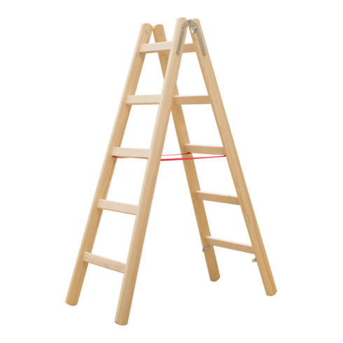 Hymer Dubbele houten ladder, tweezijdig beklimbaar, 2x5 sporten