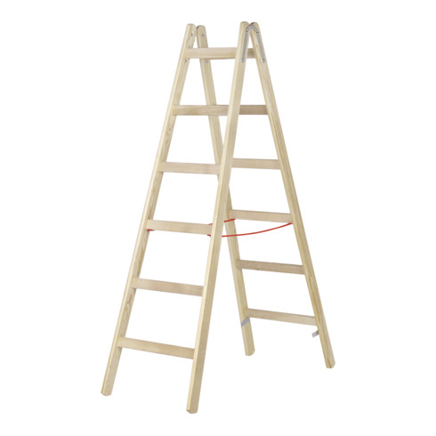 Hymer Dubbele houten ladder, tweezijdig beklimbaar, 2x6 sporten