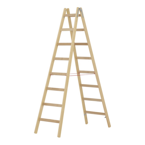 Hymer Dubbele houten ladder, tweezijdig beklimbaar, 2x8 sporten