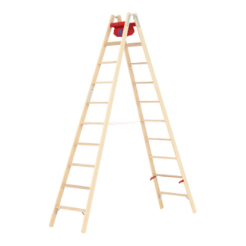 Hymer Dubbele houten trap, tweezijdig beklimbaar, 2x10 treden