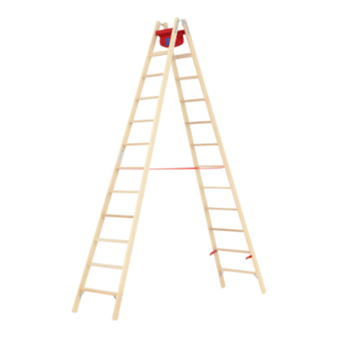 Hymer Dubbele houten trap, tweezijdig beklimbaar, 2x12 treden