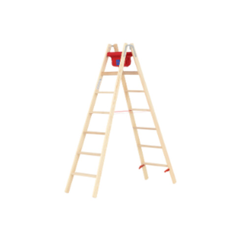 Hymer Dubbele houten trap, tweezijdig beklimbaar, 2x7 treden