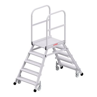 Hymer Escalier de plateforme mobile, accès des deux côtés, 2x5 marches, hauteur 1,20 m
