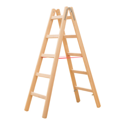 Hymer Holz-Sprossenstehleiter, beidseitig begehbar, 2x5 Sprossen