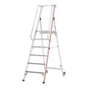 Hymer Plattformleiter R13 mit Kipprollen und langem Handlauf, 6 Stufen