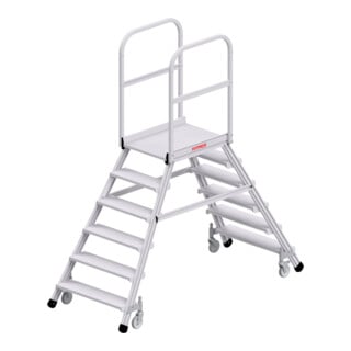 Hymer Podesttreppe fahrbar, beidseitig begehbar, 2x6 Stufen, Standhöhe 1,45 m