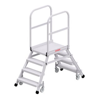 Hymer Podesttreppe R13 fahrbar, beidseitig begehbar, 2x4 Stufen, Standhöhe 0,95 m
