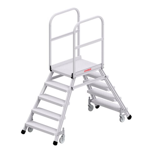 Hymer Podesttreppe R13 fahrbar, beidseitig begehbar, 2x5 Stufen, Standhöhe 1,20 m