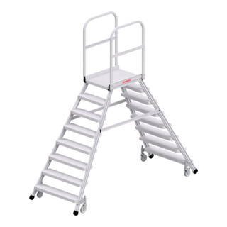 Hymer Podesttreppe R13 fahrbar, beidseitig begehbar, 2x8 Stufen, Standhöhe 1,95 m