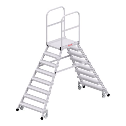 Hymer Podesttreppe R13 fahrbar, beidseitig begehbar, 2x8 Stufen, Standhöhe 1,95 m