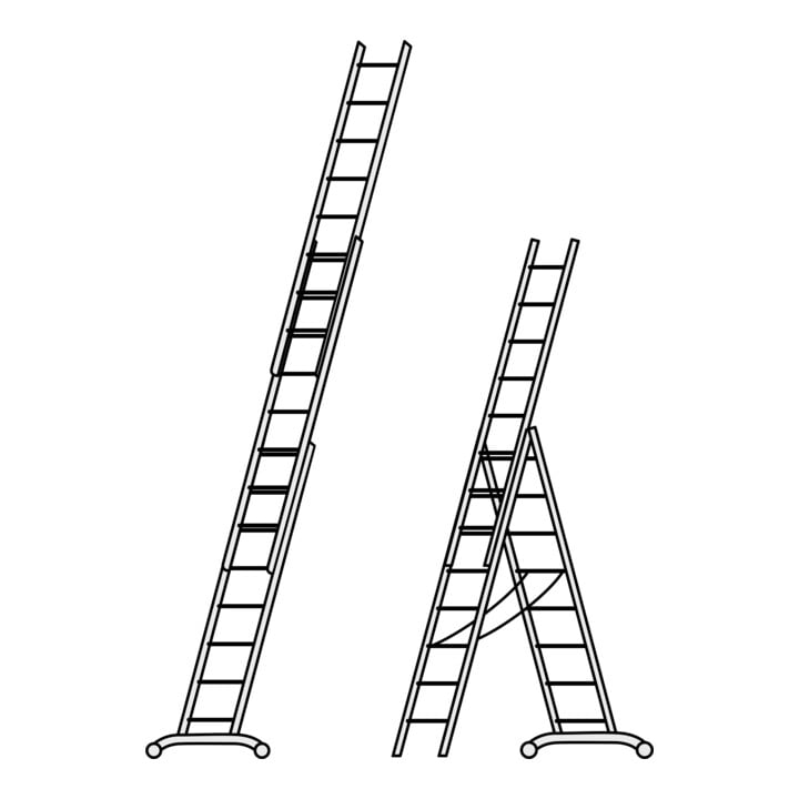 Hymer Stufen-Mehrzweckleiter 3-teilig, 2x6 Sprossen + 6 Stufen