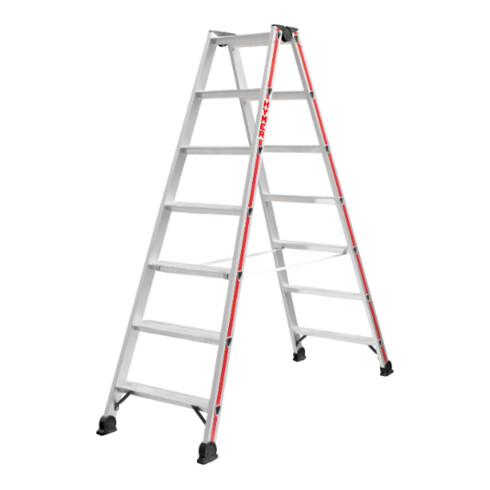 Hymer Stufenstehleiter, beidseitig begehbar, 2x7 Stufen