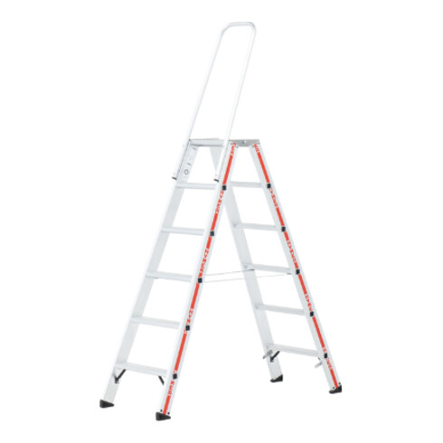 Hymer Stufenstehleiter mit Haltebügel, 2x6 Stufen