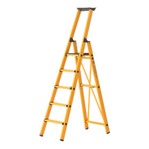 Hymer Stufenstehleiter mit Plattform, einseitig begehbar, 5 Stufen