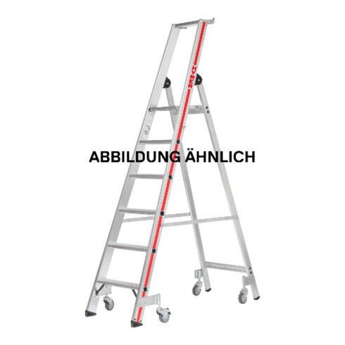 Hymer Stufenstehleiter mit Plattform und Rollen, einseitig begehbar, 4 Stufen