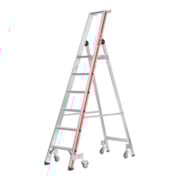 Hymer Stufenstehleiter mit Plattform und Rollen, einseitig begehbar, 6 Stufen