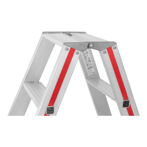 Hymer Stufenstehleiter mit Rollen, beidseitig begehbar, 2x6 Stufen