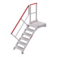 Hymer Treppe stationär mit Podest, Treppenneigung 45°, Stufenbr. 600 mm, 6 St.