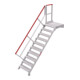 Hymer Treppe stationär mit Podest, Treppenneigung 45°, Stufenbr. 800 mm, 10 St.