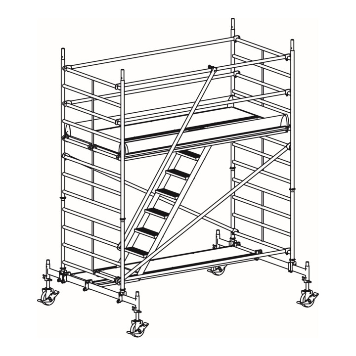 Hymer Treppen-Fahrgerüst mit Fahrtraversen 2,95x1,50m, Reichhöhe 4,6 m