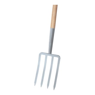 Ideal Fourche à bêcher argent 4 dents, manche en T Import