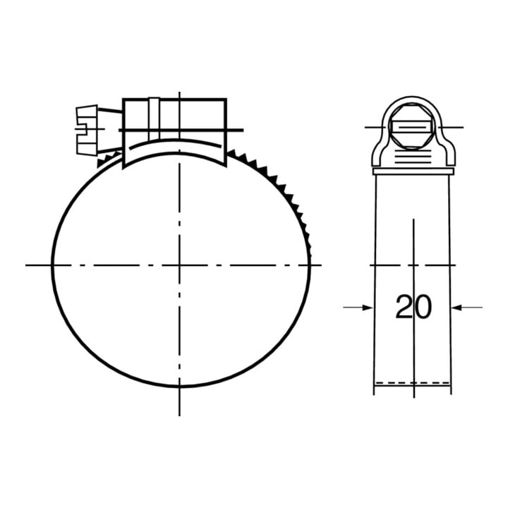 IDEAL Schlemper Collier bande acier Maxi W1, 20 mm, 217-252 mm