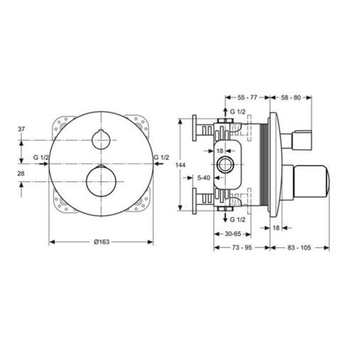Ideal Standard Bade-Thermostat MELANGE UP-Bausatz 2 (EASY-Box) chrom