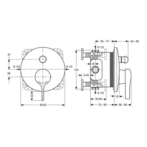 Ideal Standard Einhebel-Badearmatur MELANGE UP-Bausatz 2 chrom