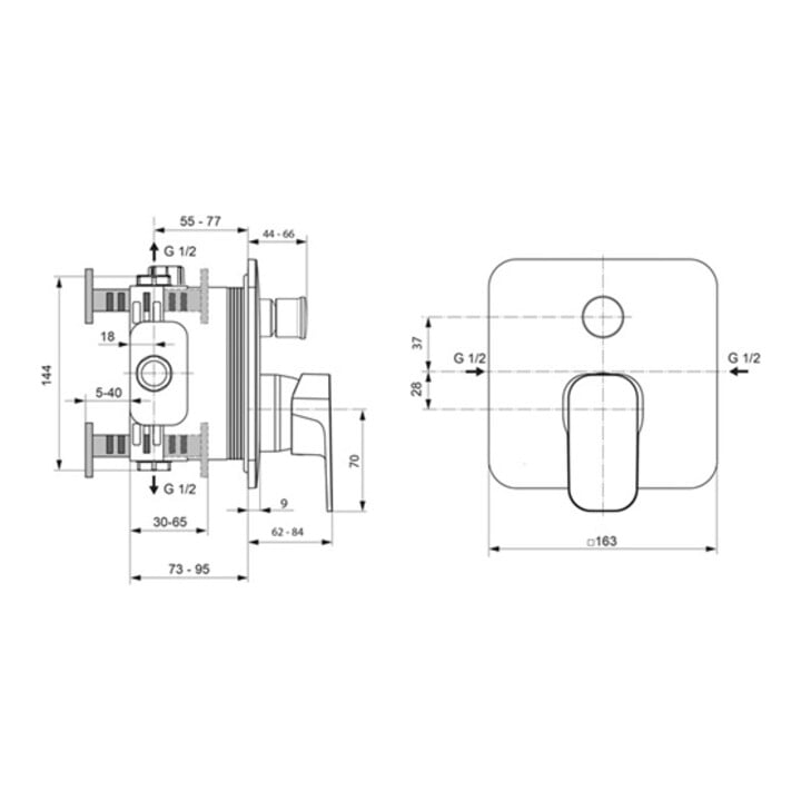 Ideal Standard Einhebel-Badearmatur TONIC II UP Bausatz 2 eigensicher gemäß DIN EN 1717 chrom