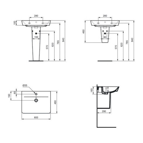 Ideal Standard lavabo CONNECT AIR 600 x 460 x 160 mm blanc