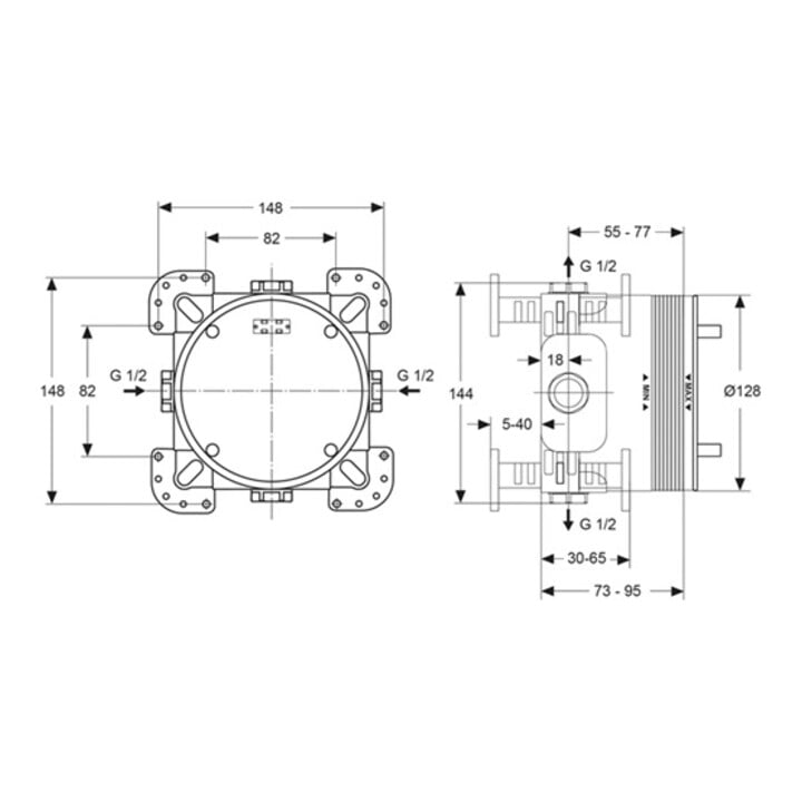 Ideal Standard UP-Bausatz 1 EASY-Box für Bade-, Brausearmaturen, Einzelthermostate