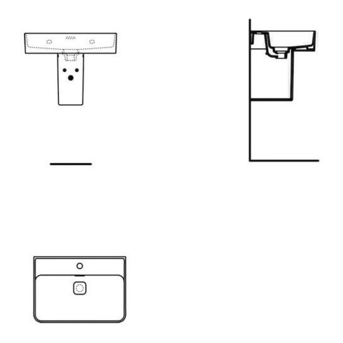 Ideal Standard Waschtisch STRADA II 1 Hahnloch, Unterseite geschliffen 600 x 430 x 170 mm weiß