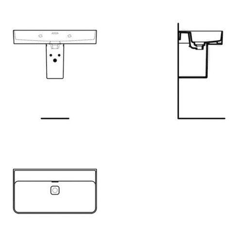 Ideal Standard Waschtisch STRADA II ohne Hahnloch, Unterseite geschliffen 800 x 430 x 170 mm weiß