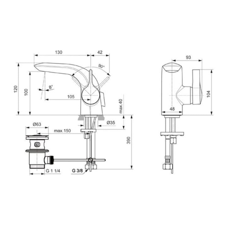 Ideal Standard Waschtischarmatur MELANGE PICCOLO mit Ablaufgarnitur chrom