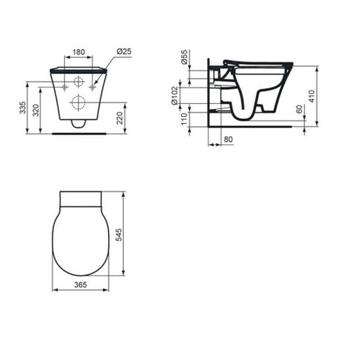 Ideal Standard WC suspendu CONNECT AIR 360 x 540 x 340 mm, sans rinçage blanc