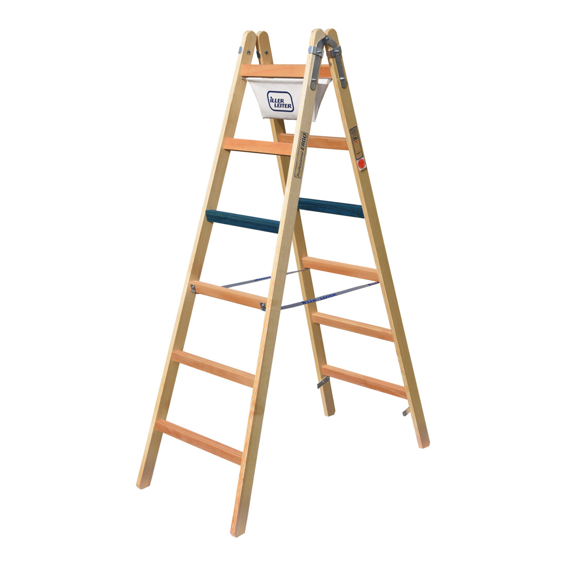 ILLER-LEITER Breitsprossenstehleiter Professional 2x8 Sp. 1108-7
