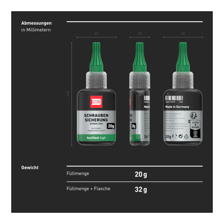 INBUS® 79680 Schraubensicherung hochfest, 20g — Made in Germany