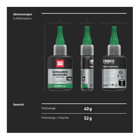 INBUS® 79680 Schraubensicherung hochfest, 40g — Made in Germany