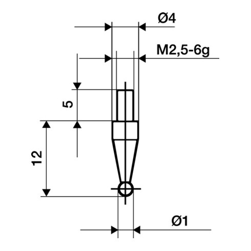 Ins. de mesure 3mm KGL M2.5 HM pour les comparateurs KÄFER
