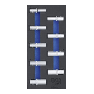 Insert de servante d'atelier 1/3 : Douilles pour clé, six pans 12,5 mm (1/2") 10-24 mm profondes 9 pièces BGS
