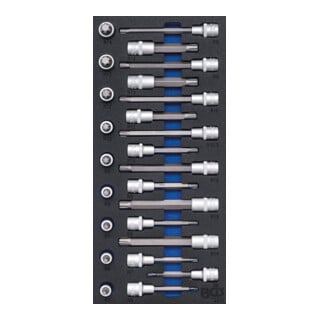 Insert de servante d’atelier 1/3: Jeu de douilles à embouts 12,5 mm (1/2") Profil cannelé (pour Ribe) 25 pièces BGS