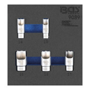 Insert de servante d'atelier 1/6 : Douilles spéciales pour connecteurs de tubes coudés 5 pièces BGS