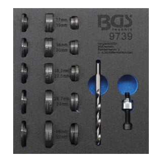 Insert de servante d'atelier 1/6 : Jeu de matrices de poinçonnage pour capteur de stationnement Ø 17 – 32 mm BGS