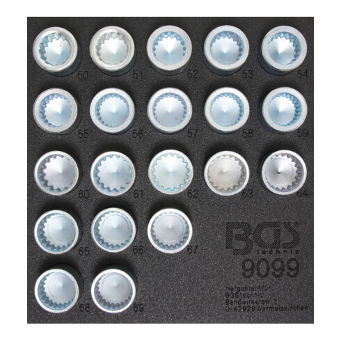 Insert de servante d'atelier 1/6 : Jeux d'écrous de roue pour Porsche et VW Touareg 20 pièces BGS