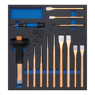Insert de servante d'atelier 2/3 : Pointeaux, burins, chasse-goupilles 14 pièces BGS