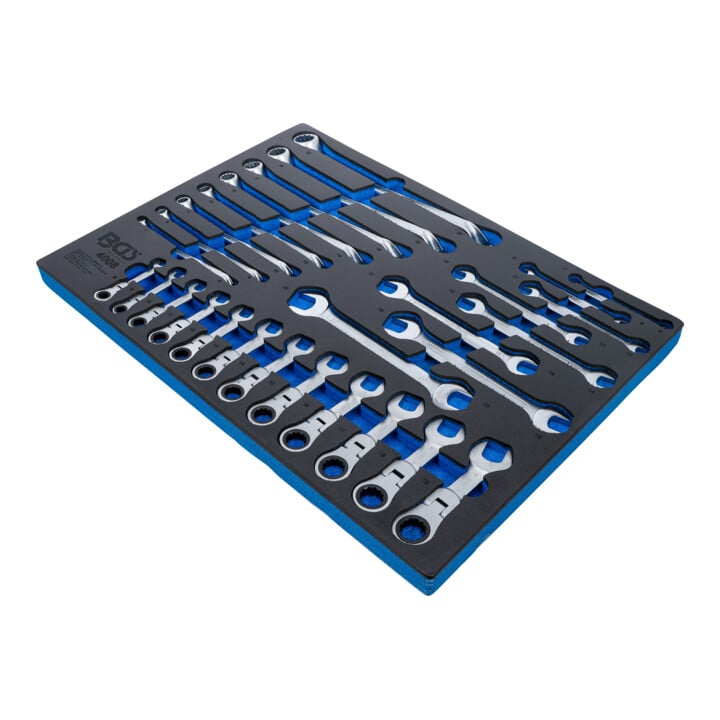 Insert de servante d'atelier pliable BGS 3/3 pour clés mixtes, polygonales doubles et mixtes à cliquet, 28 pièces