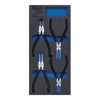 Inserto per carrello per officina BGS 1/3: set di pinze per anelli elastici 4 pezzi