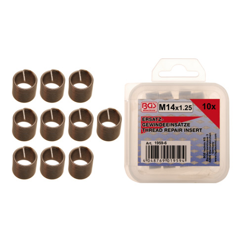 Inserts de filetage de remplacement BGS M12 x 1,75 mm, 10 pcs.