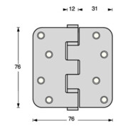 INTERSTEEL Charnière de porte à roulement à billes VA rd 76x76mm DIN L/R avec goupille extractible-4