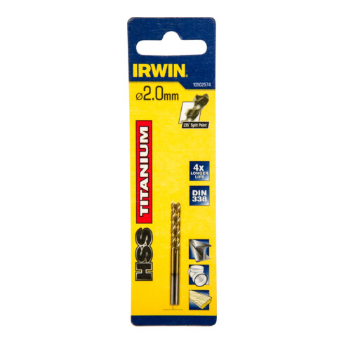 Irwin Foret métal HSS-Tin 2,0x49x24mm